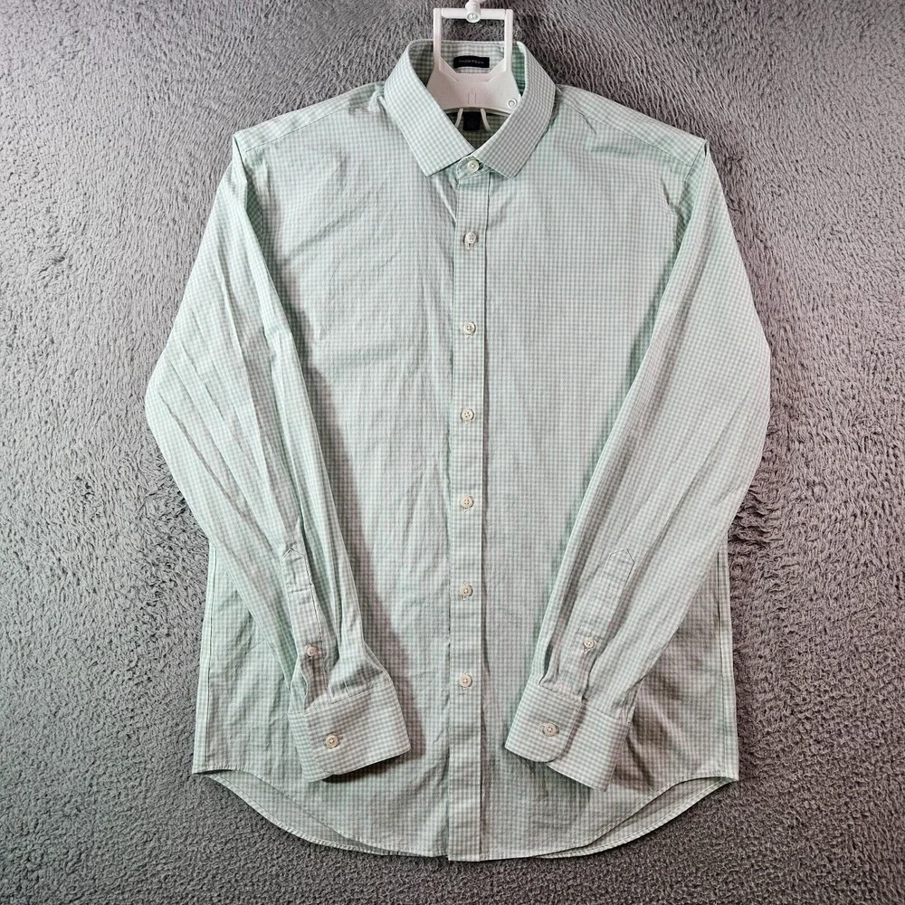 J Crew Thompson Dress Shirt Men Large 16 - 16.5 Button Long Sleeve‎ Green White